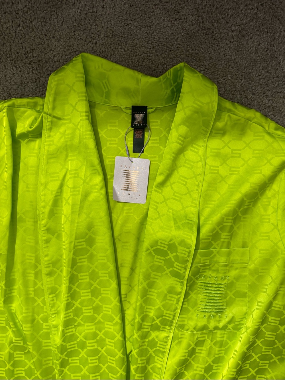 Neon Lime Open-Front Kimono Robe - Picture 4 of 6